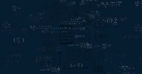 Image of mathematical data processing over dark background Stock Illustration
