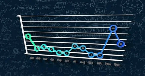 Image of mathematical data processing over statistics on dark background Stock Illustration