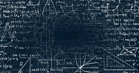 Image of mathematical data processing over dark background Stock Illustration