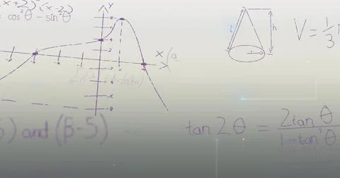 Image of mathematical data processing over grey background Stock Illustration