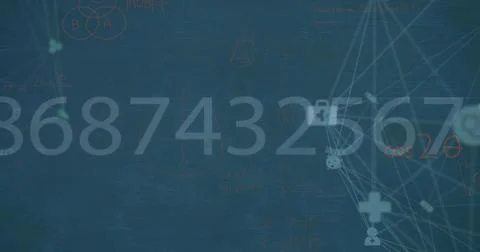 Image of mathematical data processing over globe with connections Stock Illustration