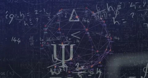 Image of mathematical data processing over globe with connections Illustrazione stock