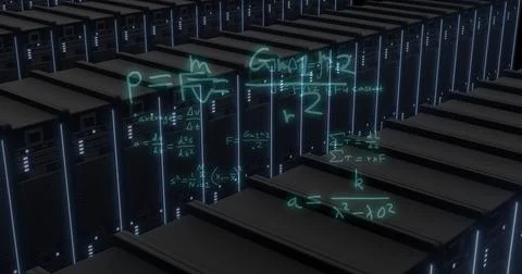 Image of mathematical data processing over computer servers Foto stock