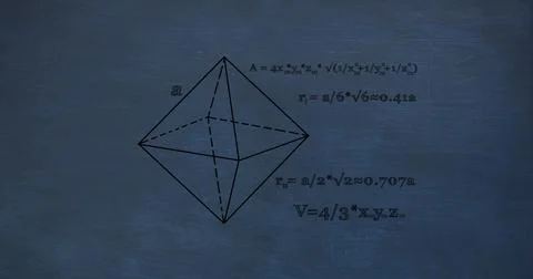 Image of mathematical data processing over blue background Stock Photos