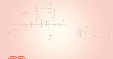 Image of mathematical data processing over pink background Stock Photos