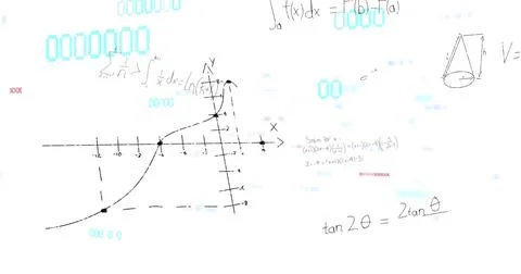 Image of mathematical data processing over white background Foto stock
