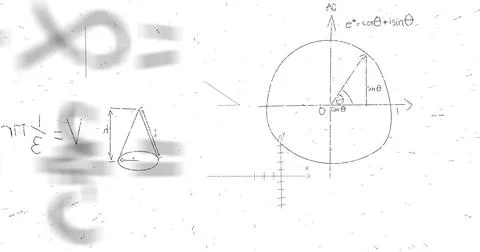 Image of mathematical data processing over white background Stock-Fotos