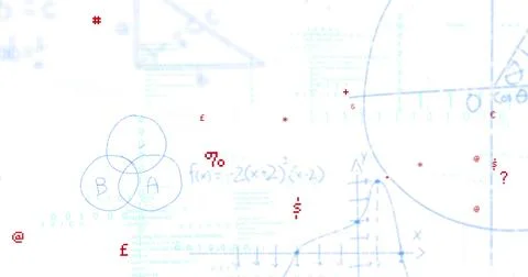 Image of mathematical data processing over white background 스톡 사진