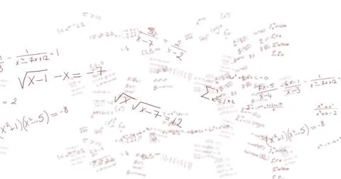Image of mathematical data processing over white background Foto stock