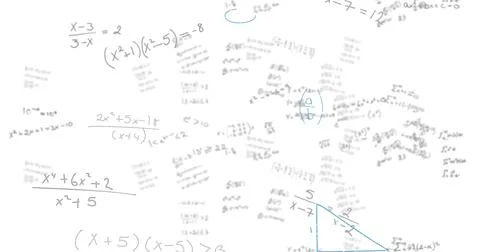 Image of mathematical data processing over white background Stock Photos