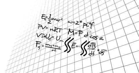 Image of mathematical data processing over white background Stock Photos