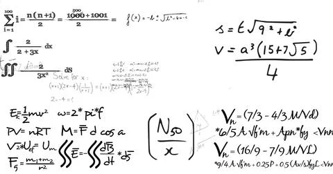 Image of mathematical data processing over white background Stock Photos