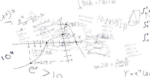 Image of mathematical data processing over white background Stock Photos