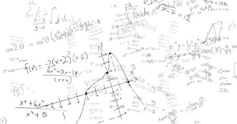 Image of mathematical data processing over white background Foto stock