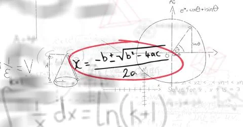 Image of mathematical data processing over white background Stock Photos