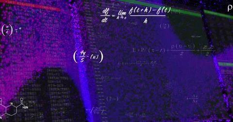 Image of mathematical data processing on screens with connections 库存插图