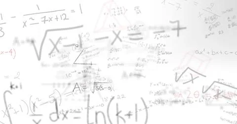 Image of mathematical data processing on white background Stockfoto's