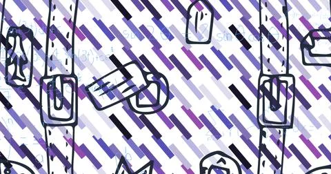 Image of mathematical equations and belts over white background Ilustração Stock