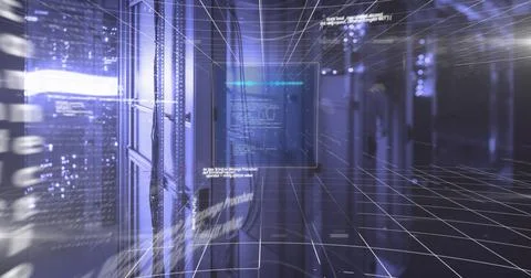Image of mathematical equations and data processing over rainbow lens flare Illustrazione stock