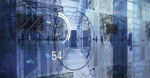 Image of mathematical equations and data processing over spinning globe against Stock Illustration