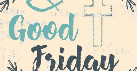 Image of mathematical equations and good friday text over yellow background Illustrazione stock