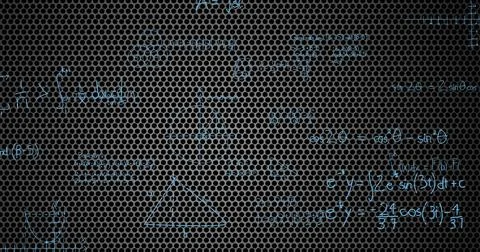 Image of mathematical equations on black background Stock Illustration