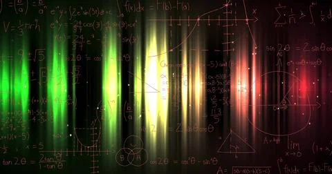 Image of mathematical equations on black background Stock Illustration