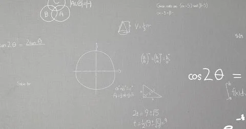 Image of mathematical equations on gray background Stock Illustration