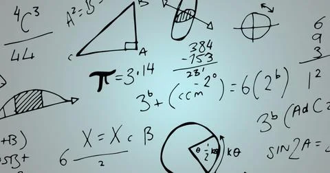 Image of mathematical equations on grey background Stock Illustration