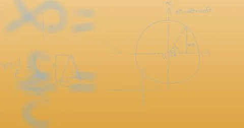 Image of mathematical equations on orange background Stock Illustration