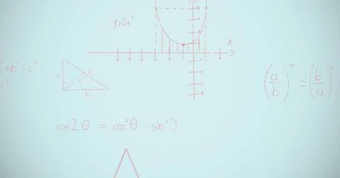 Image of mathematical equations over blue background Stock Illustration