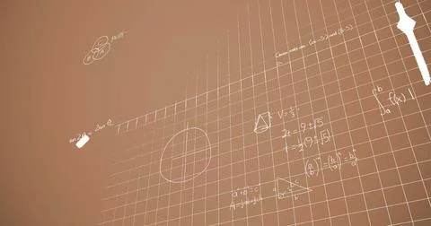 Image of mathematical equations over brown background Stock Illustration