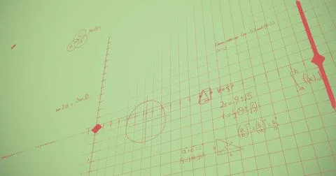 Image of mathematical equations over green background Stock Illustration