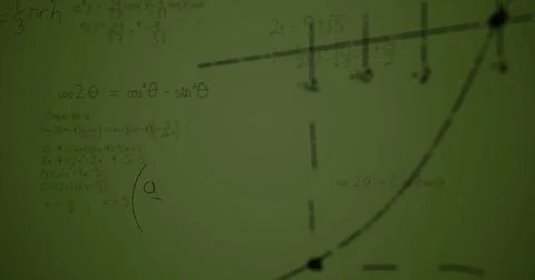 Image of mathematical equations over green background Stock Illustration