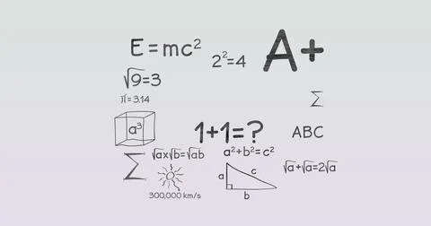 Image of mathematical equations over grey background Stockillustratie