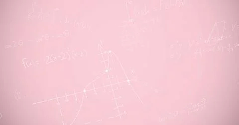 Image of mathematical equations over pink background 스톡 일러스트