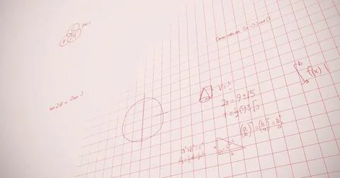 Image of mathematical equations over pink background Stock Illustration