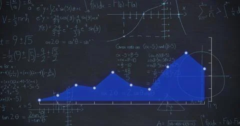 Image of mathematical formulae and data processing over statistics 库存照片
