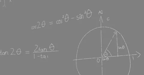 Image of mathematical formulae on gray background Stock Illustration