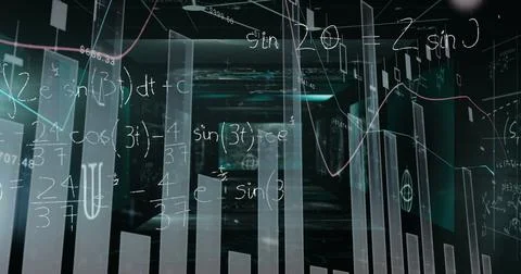Image of mathematical formulas over black background Stock Illustration