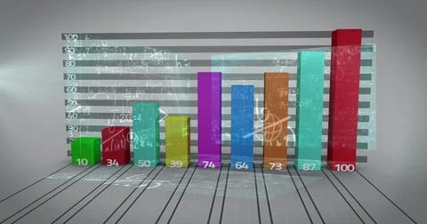Image of mathematical formulas over financial data processing Stock Illustration
