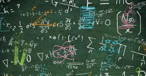 Image of maths text over mathematical equations Stock Illustration