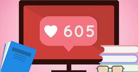 Image of media icons over computer Stock Illustration