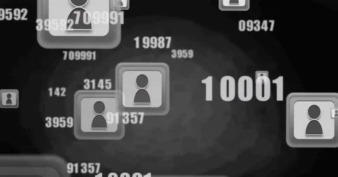Image of media icons over data processing Illustrazione stock