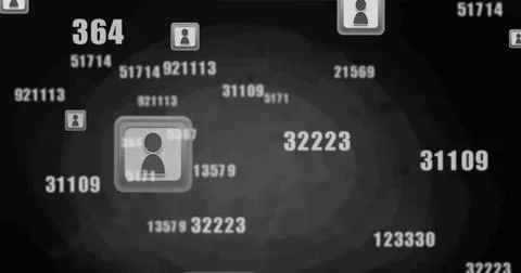 Image of media icons over data processing 库存插图