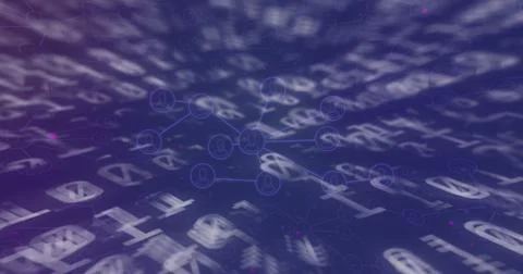 Image of media icons over data processing Stock Photos