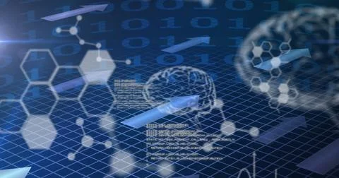 Image of medical data binary coding processing and chemical compound structures イラスト素材