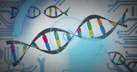 Image of medical data processing and processor socket over white background Stock Illustration