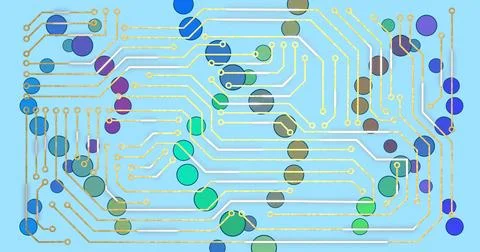Image of medical data processing and processor socket over blue background Illustrazione stock