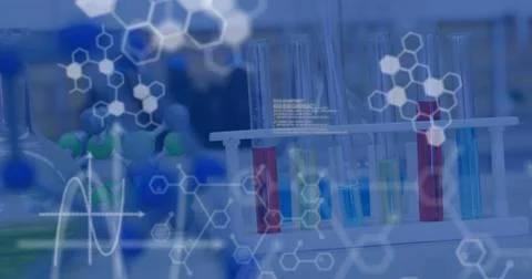 Image of medical data processing and chemical compound structures against Stock Photos
